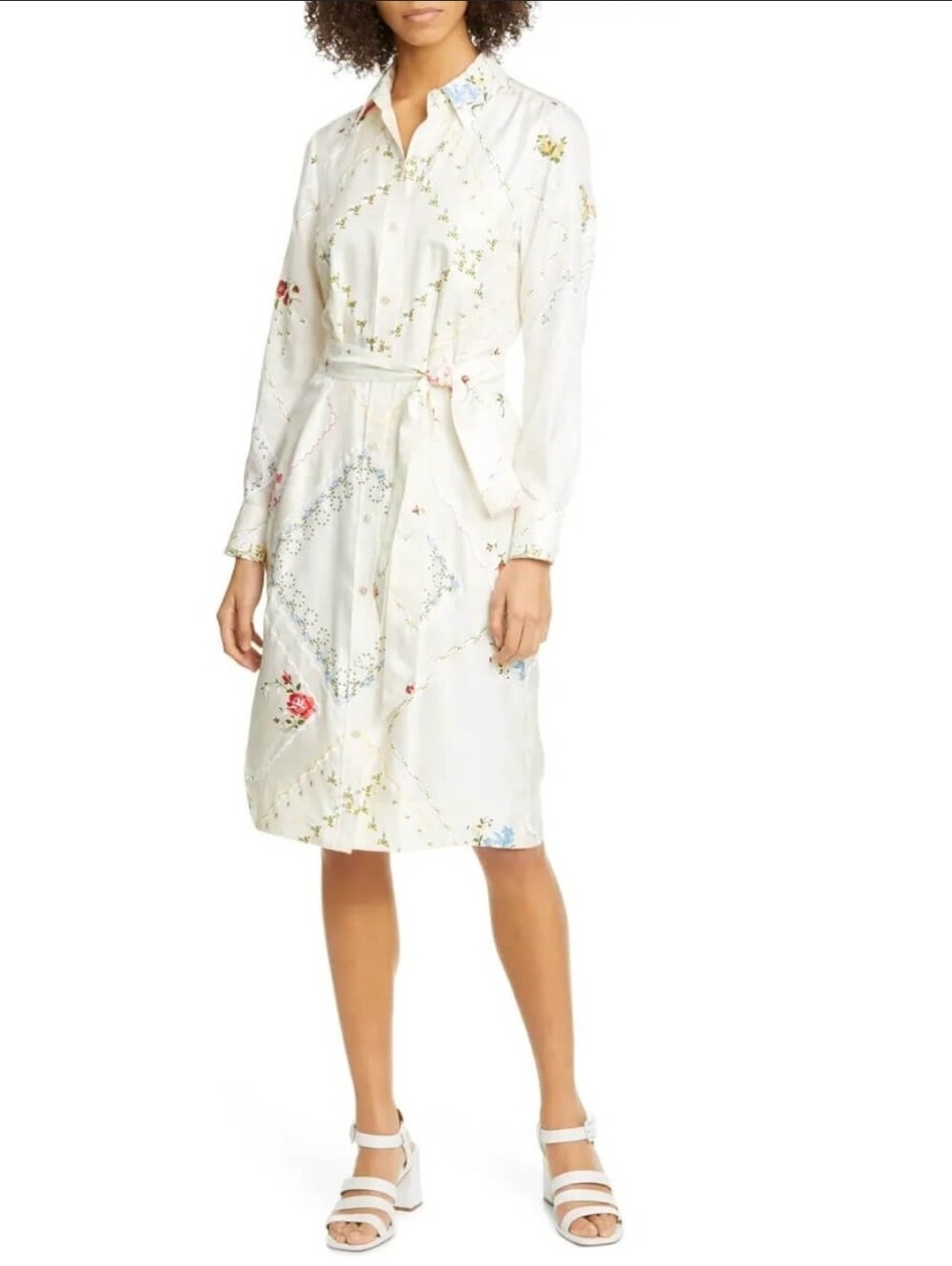 Tori Birch Cream Floral Shirt Dress with Belt